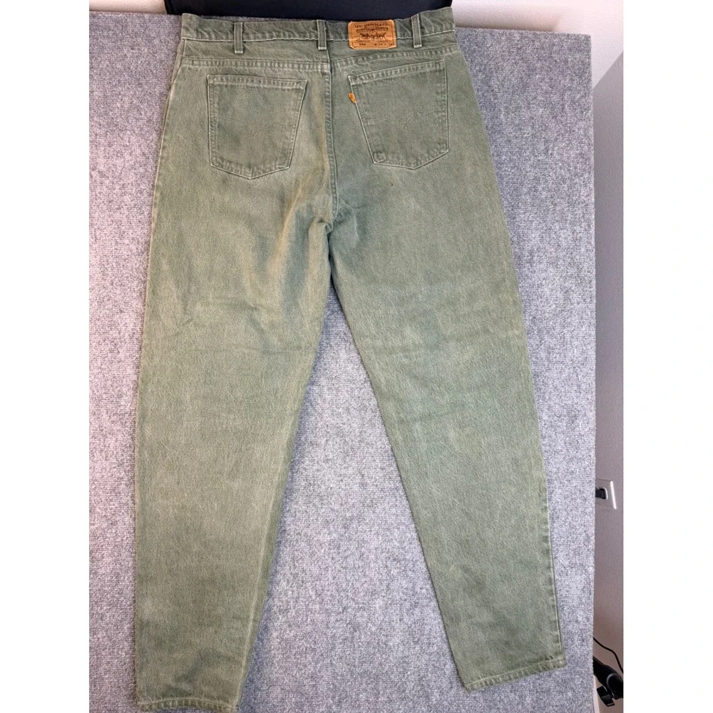 Vintage Levis 550 Orange Tab Green Jeans 38x34 USA Made 90s Relaxed Fit Denim‎